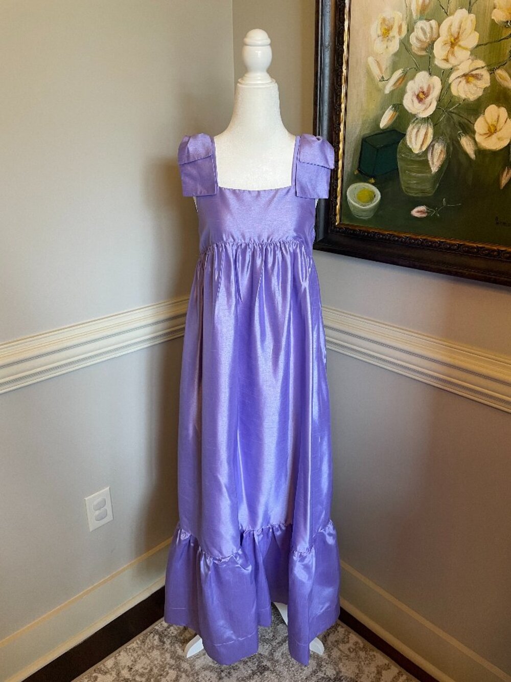 Kathleen Maeve Purple Bow Shoulders Cocktail Dress Size Small